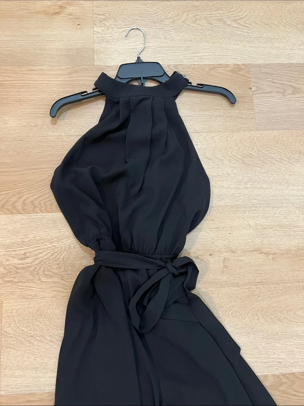 She + Sky Black Halter Jumpsuit with Waist Tie